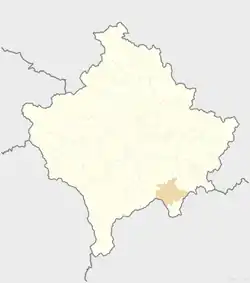 Location of the municipality of Kaçanik within Kosovo