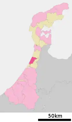Location of Kahoku in Ishikawa Prefecture