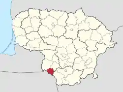 Location of Kalvarija municipality within Lithuania