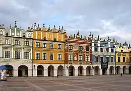 Town houses on the market square in Zamość