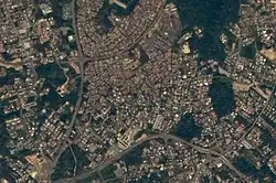 Madang as seen from space in 2010.