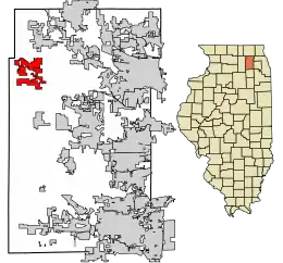 Location of Burlington in Kane County, Illinois.