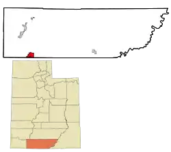 Location in Kane County and the state of Utah
