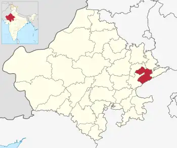 Location of Karauli district in Rajasthan