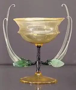Blown glass with flower design by Karl Koepping, Germany (1896)