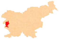 Location of the City Municipality of Nova Gorica in Slovenia