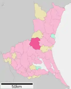 Location of Kasama in Ibaraki Prefecture