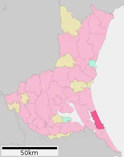 Location of Kashima in Ibaraki Prefecture