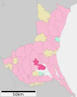 Location of Kasumigaura in Ibaraki Prefecture