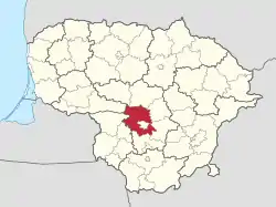 Location of Kaunas district municipality within Lithuania