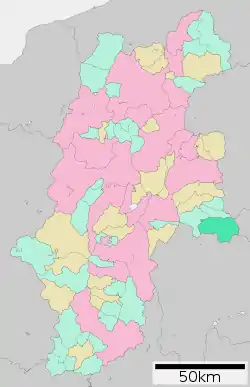 Location of Kawakami in Nagano Prefecture