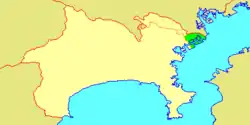 Location of Kawasaki in  Kanagawa