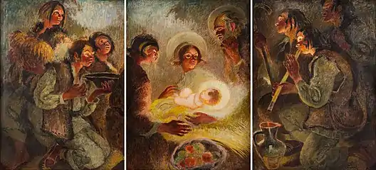 Impressionism: Adoration of the Shepherds triptych; 1938, oil on canvas, 102 × 222&nbsp;cm, private collection.