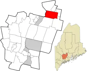 Location in Kennebec County and the state of Maine