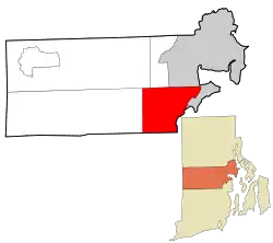 Location in Kent County and the state of Rhode Island.