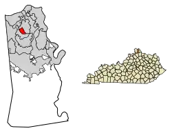 Location of Lakeside Park in Kenton County, Kentucky.