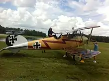 Kermit Weeks boards Albatros D.Va for its first flight at Fantasy of Flight
