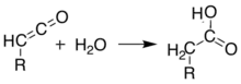 Hydration reaction of a ketene, yielding carboxylic acid