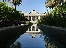 Image 62Reflection of the Bagh-e Narenjestan (orange garden) and the Khaneh Ghavam (Ghavam house) at Shiraz, Iran (Persian garden) (from List of garden types)