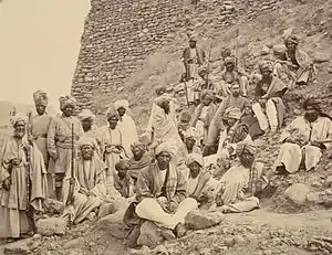 Afghan chiefs and a British political officer posed at Jamrud Fort at the mouth of the Khyber Pass in 1878