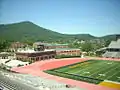 Howard's Knob and the Appalachian State University campus as seen from the West End Seats and the old Owens Field House.