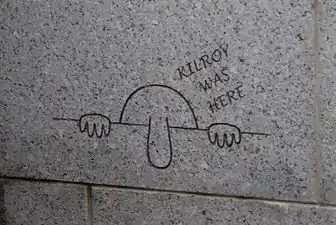 Permanent engraving of Kilroy on the World War II Memorial in Washington, D.C.