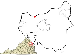 Location in King George County and the state of Virginia