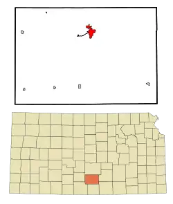 Location within Kingman County and Kansas