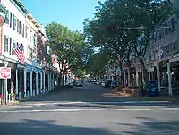 Sidewalks with porticos in the Stockade District uptown