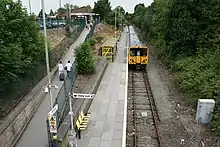 The Kirkby outdoor rail station, seen from above