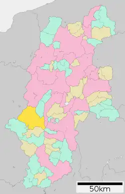 Location of Kiso Town in Nagano Prefecture
