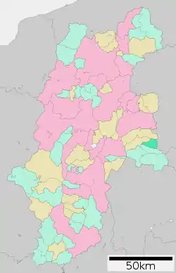 Location of Kitaaiki in Nagano Prefecture