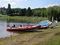 Lifeguard boat and water-bikes in the Kamenec recreational area