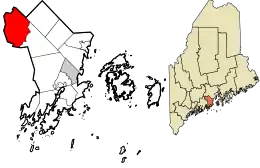 Location in Knox County and the state of Maine.
