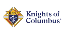 The Knights of Columbus emblem consists of a shield mounted on a formée cross. Mounted on the shield are a fasces, an anchor, and a dagger.
