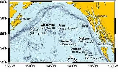 Map of KodiakâBowie seamount chain