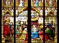 Late 19th-century stained glass of The Adoration of the Shepherds and the Magi, Cologne Cathedral.