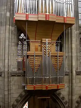 This "swallows' nest" organ was built into the gallery in 1998, to celebrate the cathedral's 750 years