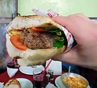 A sandwich with kofta in Turkey