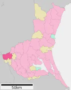 Location of Koga in Ibaraki Prefecture