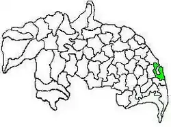 Mandal map of Guntur district showing  Kollur mandal (in green)