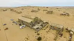 An aerial view of Kolmanskop.