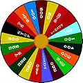 The round 1 layout with zł500 as top value. Premia awarded a green card to redeem for a free spin.
