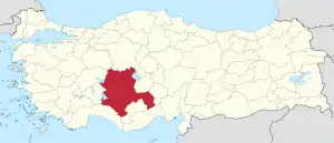 Location of Konya Province in Turkey