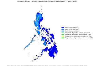 Color-coded climate map