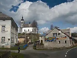 View towards the Church of the Holy Trinity