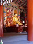 Buddha in one of the worship halls at Woljeongsa