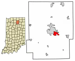 Location of Winona Lake in Kosciusko County, Indiana.
