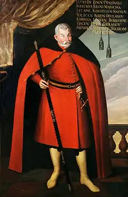 Grand Marshal of the Crown Łukasz Opaliński portraited with the insignium of his power in the parliament - the Marshal's cane, 1640