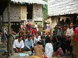 Group of Khmers at a village meeting